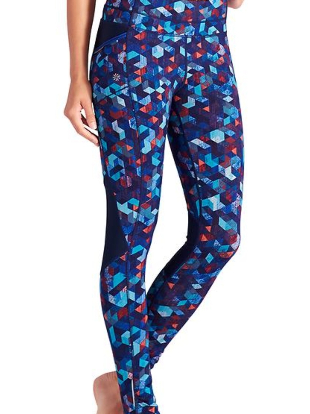 Athleta Geo-Print High-Rise Leggings in Navy, Blue & Red